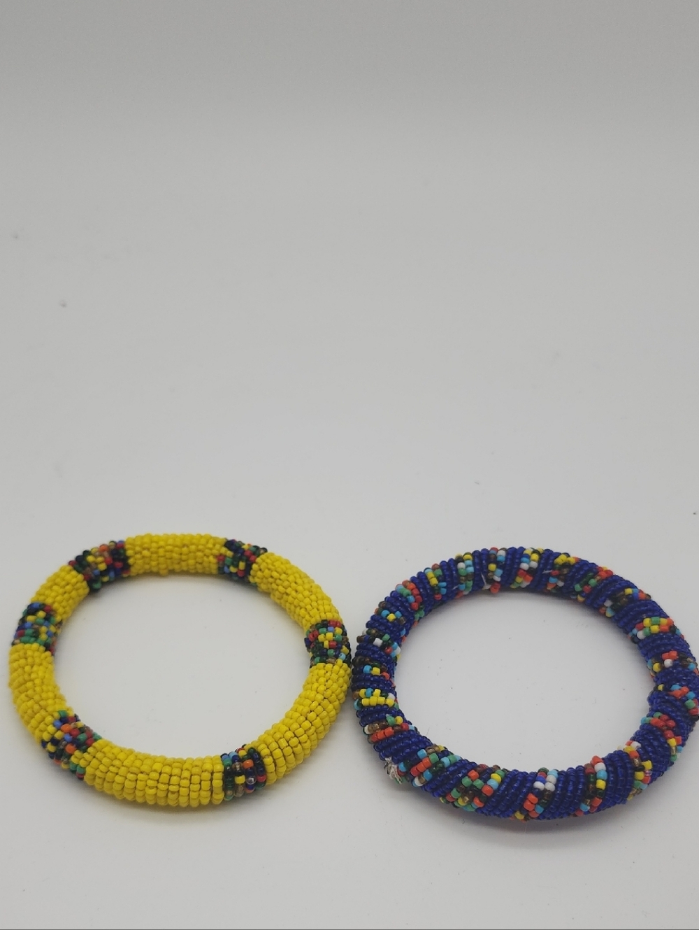 Set of 2 Vintage Glass Seed Bead Beaded Multi Color Bracelets